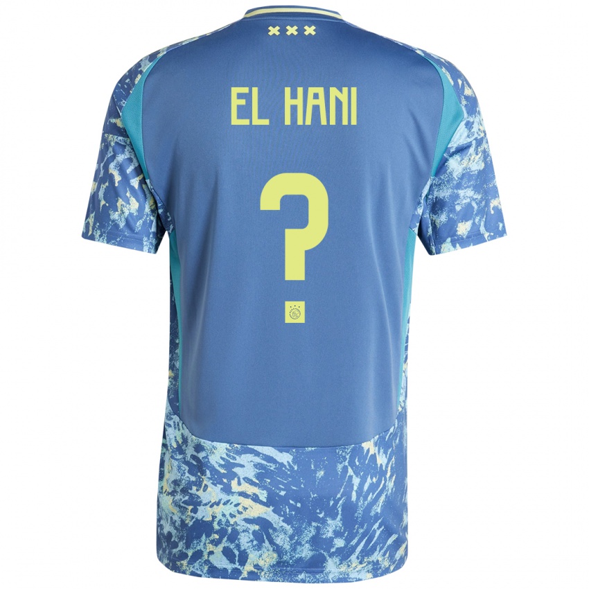 Hombre Camiseta Aymean El Hani #0 Gris Azul Amarillo 2ª Equipación 2024/25 La Camisa Chile