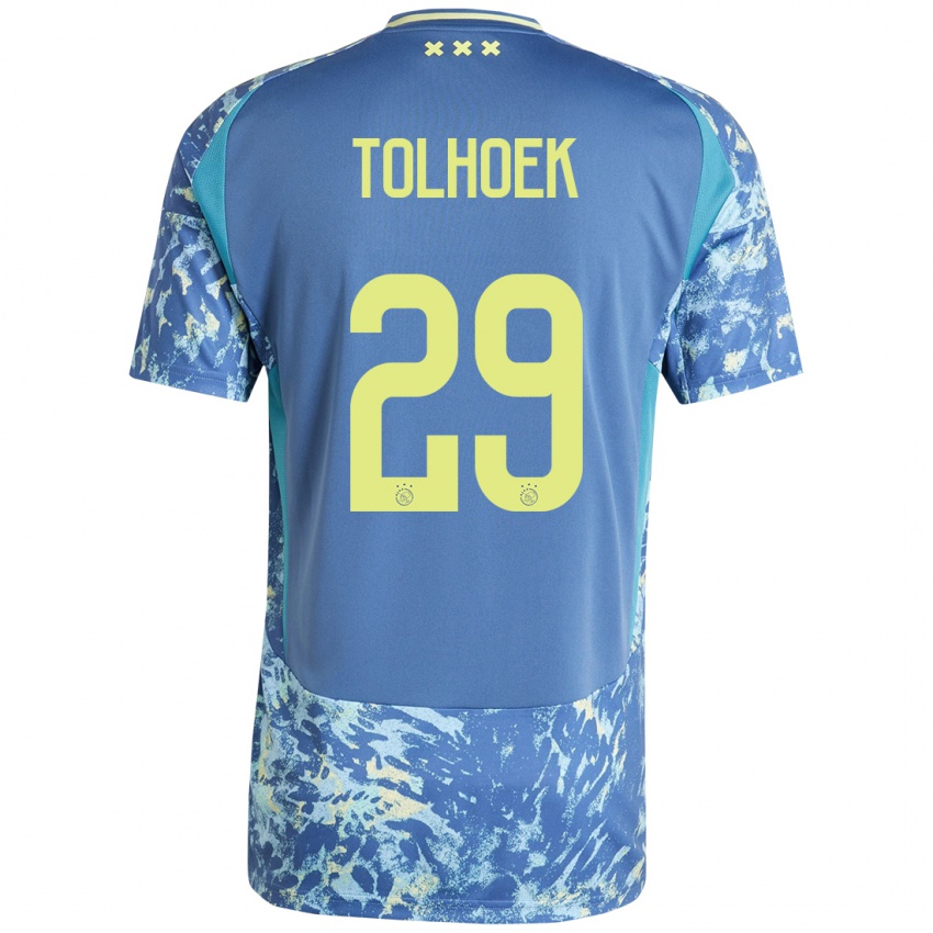 Hombre Camiseta Danique Tolhoek #29 Gris Azul Amarillo 2ª Equipación 2024/25 La Camisa Chile