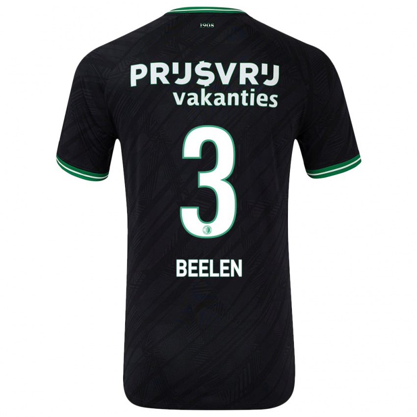 Hombre Camiseta Thomas Beelen #3 Negro Verde 2ª Equipación 2024/25 La Camisa Chile