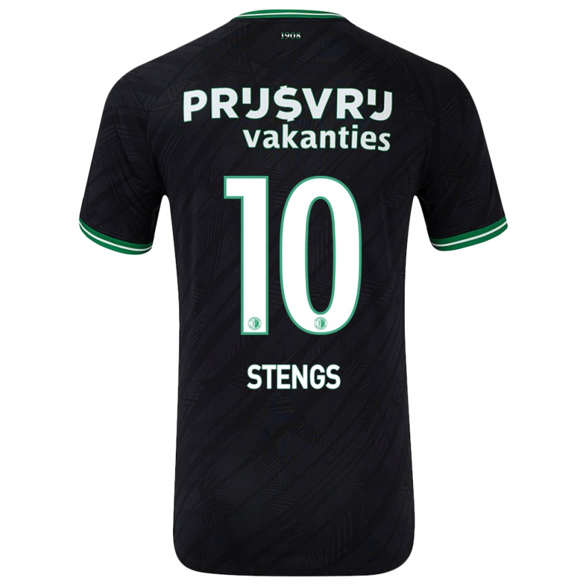 Hombre Camiseta Calvin Stengs #10 Negro Verde 2ª Equipación 2024/25 La Camisa Chile