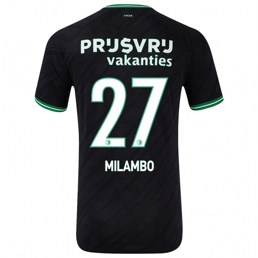 Hombre Camiseta Antoni Milambo #27 Negro Verde 2ª Equipación 2024/25 La Camisa Chile