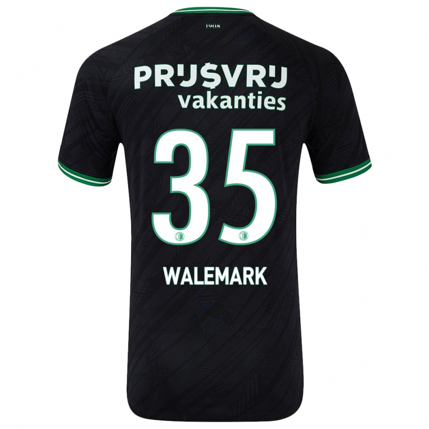 Hombre Camiseta Patrik Walemark #35 Negro Verde 2ª Equipación 2024/25 La Camisa Chile