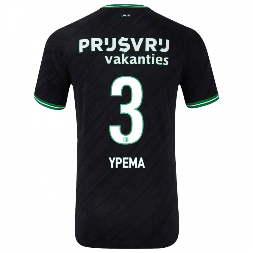 Hombre Camiseta Danique Ypema #3 Negro Verde 2ª Equipación 2024/25 La Camisa Chile