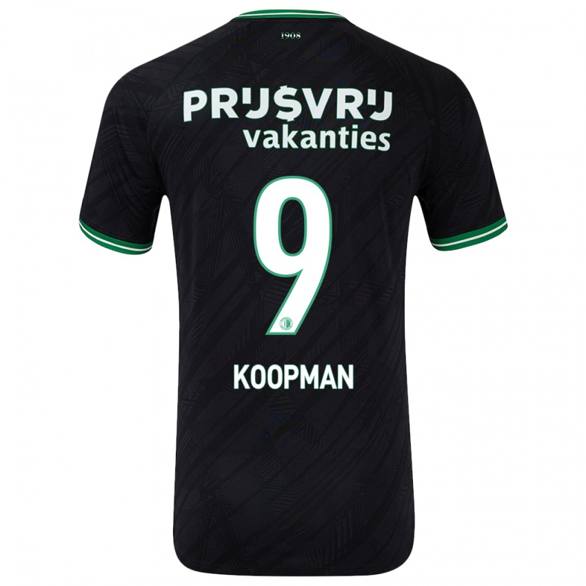 Hombre Camiseta Sanne Koopman #9 Negro Verde 2ª Equipación 2024/25 La Camisa Chile