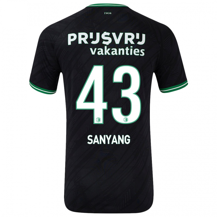 Hombre Camiseta Amadou-David Sanyang #43 Negro Verde 2ª Equipación 2024/25 La Camisa Chile