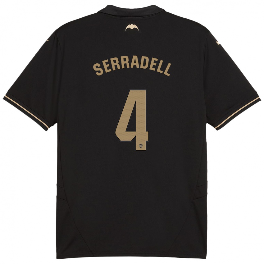 Hombre Camiseta Álex Serradell #4 Negro 2ª Equipación 2024/25 La Camisa Chile