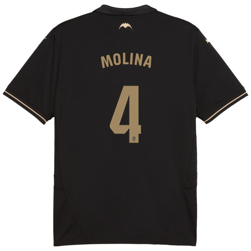 Hombre Camiseta María Molina #4 Negro 2ª Equipación 2024/25 La Camisa Chile