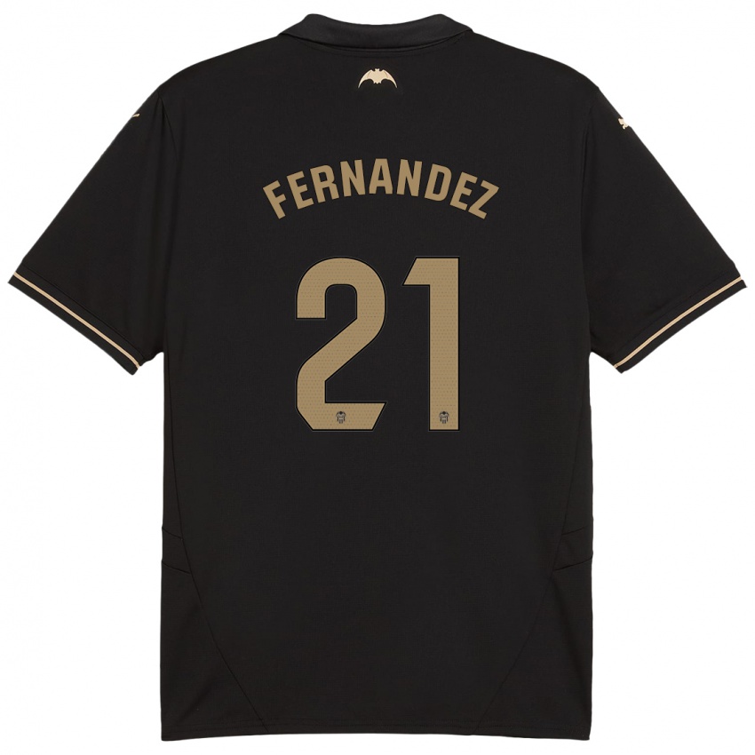 Hombre Camiseta Estela Fernández #21 Negro 2ª Equipación 2024/25 La Camisa Chile