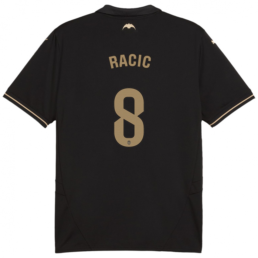 Hombre Camiseta Uros Racic #8 Negro 2ª Equipación 2024/25 La Camisa Chile