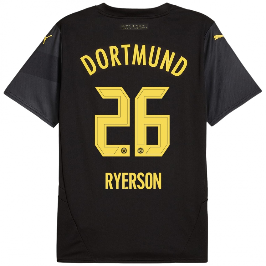 Hombre Camiseta Julian Ryerson #26 Negro Amarillo 2ª Equipación 2024/25 La Camisa Chile