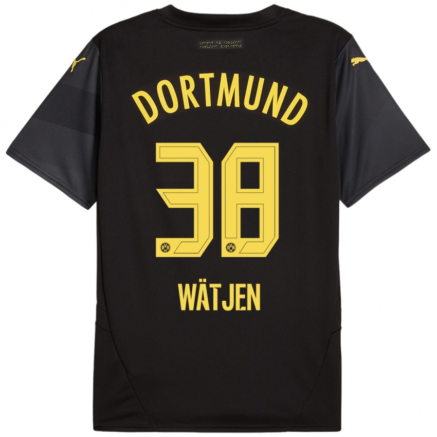 Hombre Camiseta Kjell Wätjen #38 Negro Amarillo 2ª Equipación 2024/25 La Camisa Chile