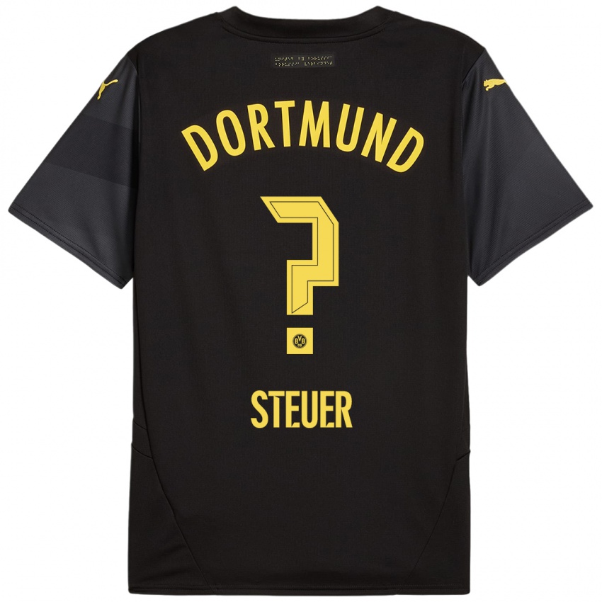 Hombre Camiseta Etienne Steuer #0 Negro Amarillo 2ª Equipación 2024/25 La Camisa Chile