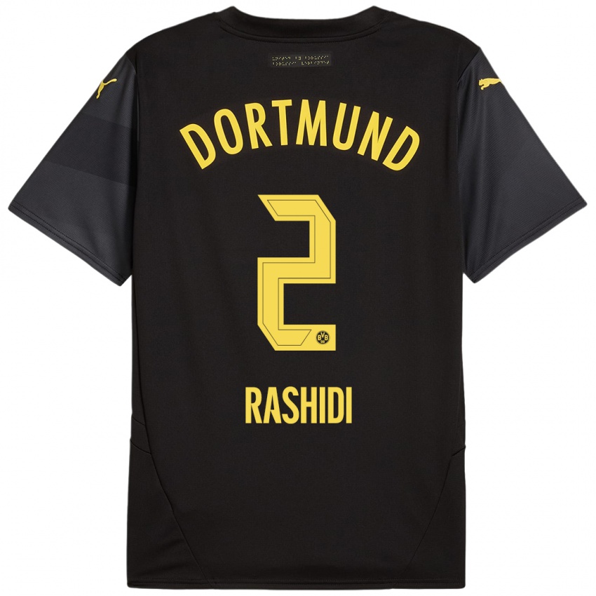 Hombre Camiseta William Rashidi #2 Negro Amarillo 2ª Equipación 2024/25 La Camisa Chile