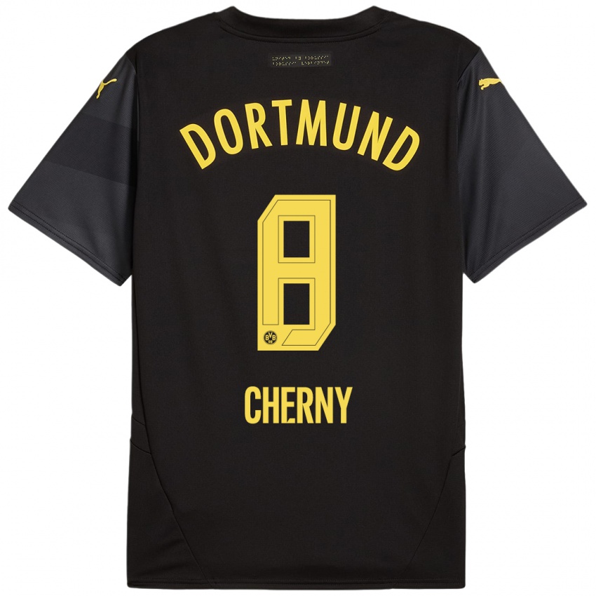 Hombre Camiseta Nick Cherny #8 Negro Amarillo 2ª Equipación 2024/25 La Camisa Chile