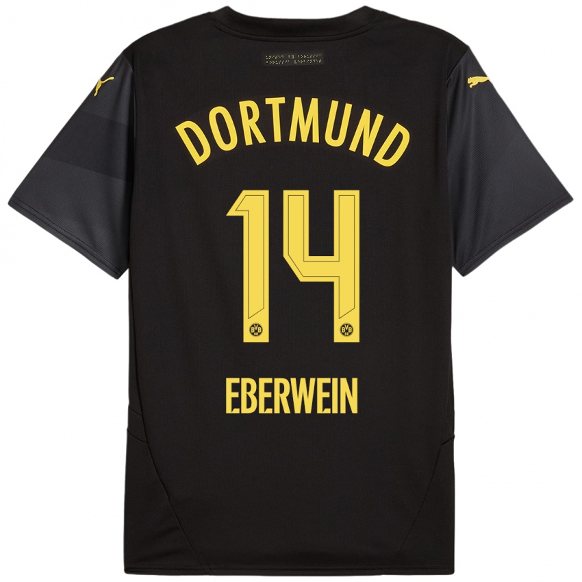 Hombre Camiseta Michael Eberwein #14 Negro Amarillo 2ª Equipación 2024/25 La Camisa Chile