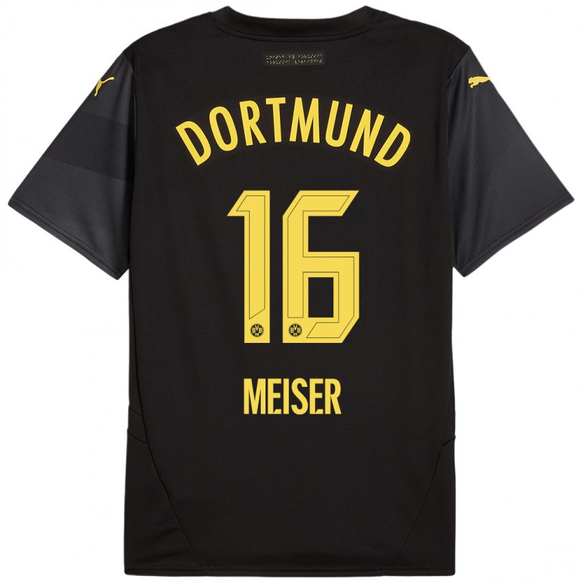 Hombre Camiseta Tyler Meiser #16 Negro Amarillo 2ª Equipación 2024/25 La Camisa Chile