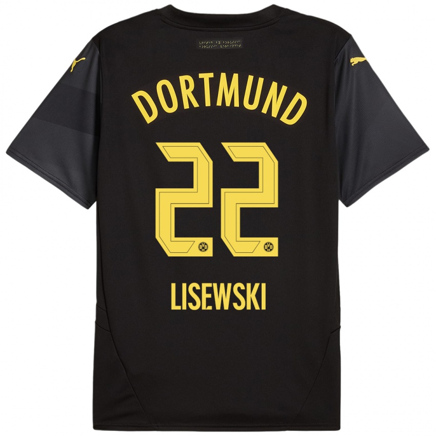 Hombre Camiseta Robin Lisewski #22 Negro Amarillo 2ª Equipación 2024/25 La Camisa Chile