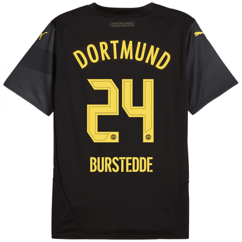 Hombre Camiseta Joshua Burstedde #24 Negro Amarillo 2ª Equipación 2024/25 La Camisa Chile