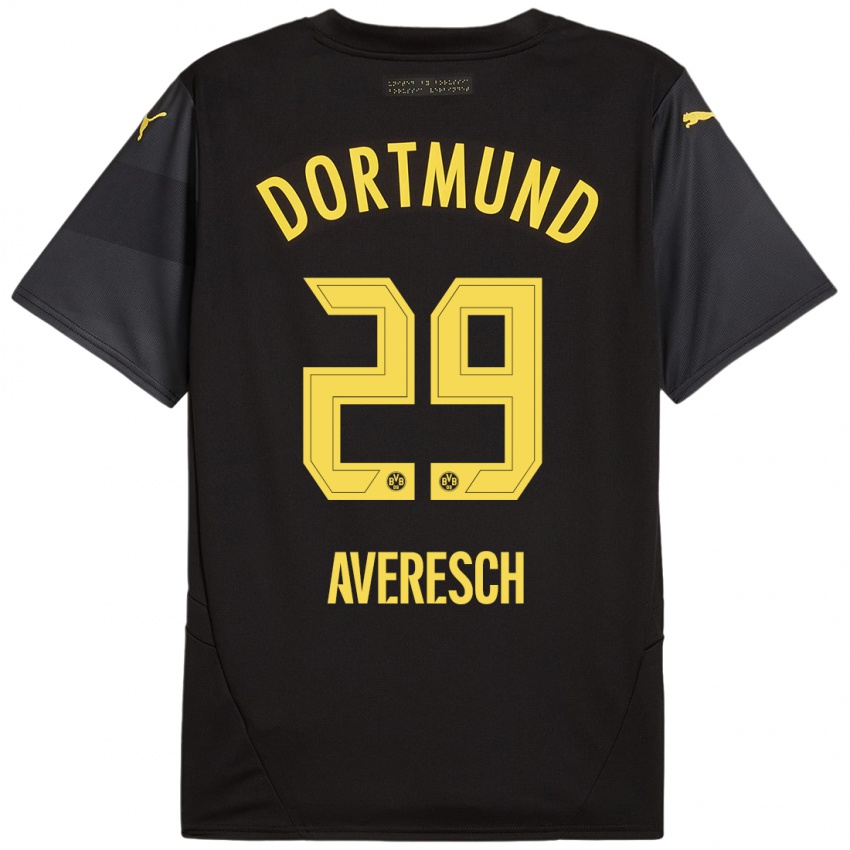 Hombre Camiseta Noah Averesch #29 Negro Amarillo 2ª Equipación 2024/25 La Camisa Chile