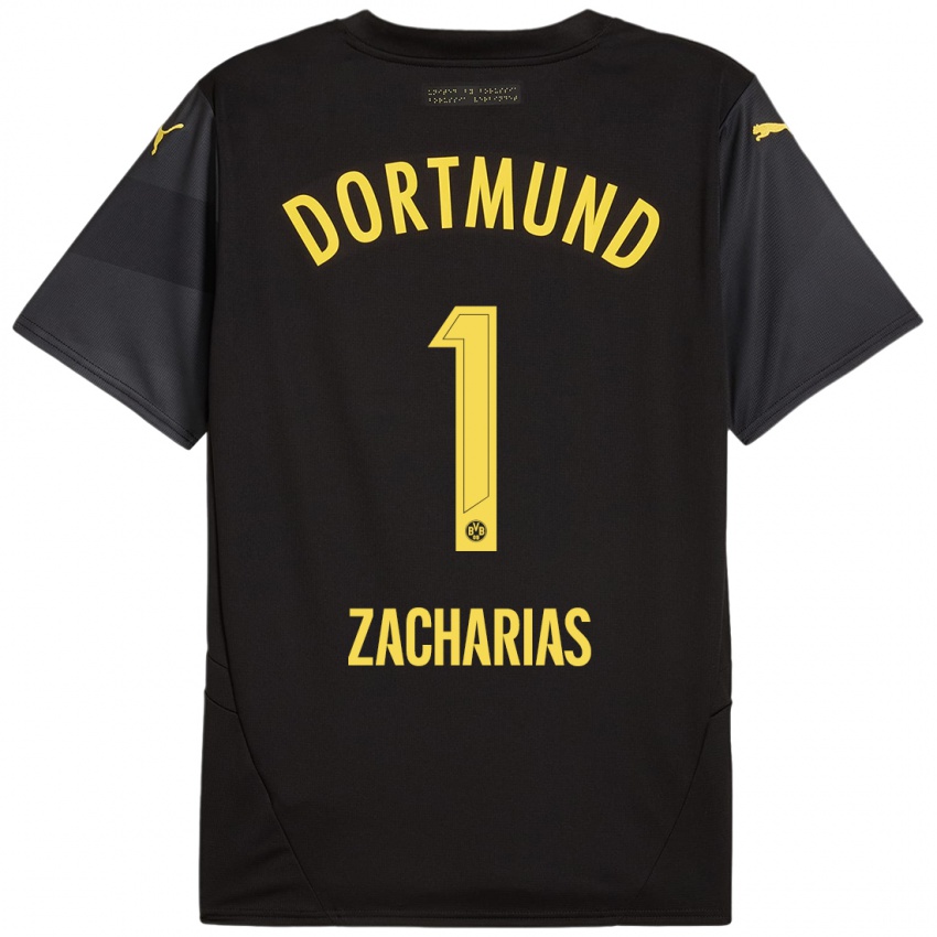 Hombre Camiseta Marlon Zacharias #1 Negro Amarillo 2ª Equipación 2024/25 La Camisa Chile