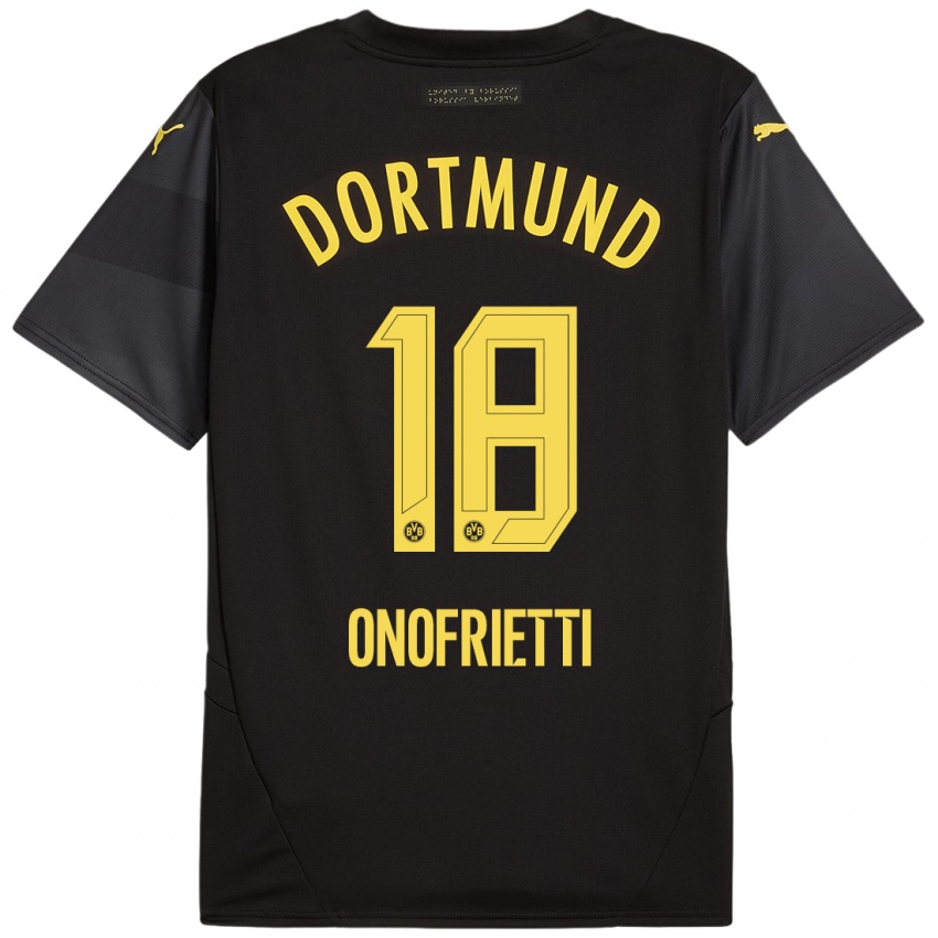 Hombre Camiseta Vincenzo Onofrietti #18 Negro Amarillo 2ª Equipación 2024/25 La Camisa Chile