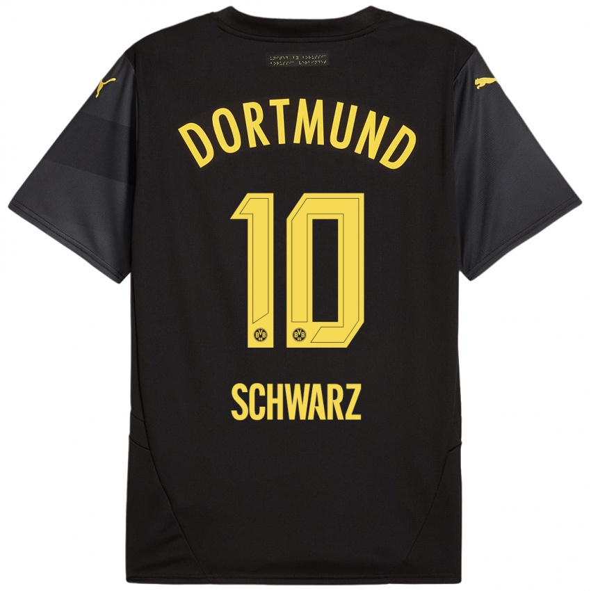 Hombre Camiseta Oskar Schwarz #10 Negro Amarillo 2ª Equipación 2024/25 La Camisa Chile