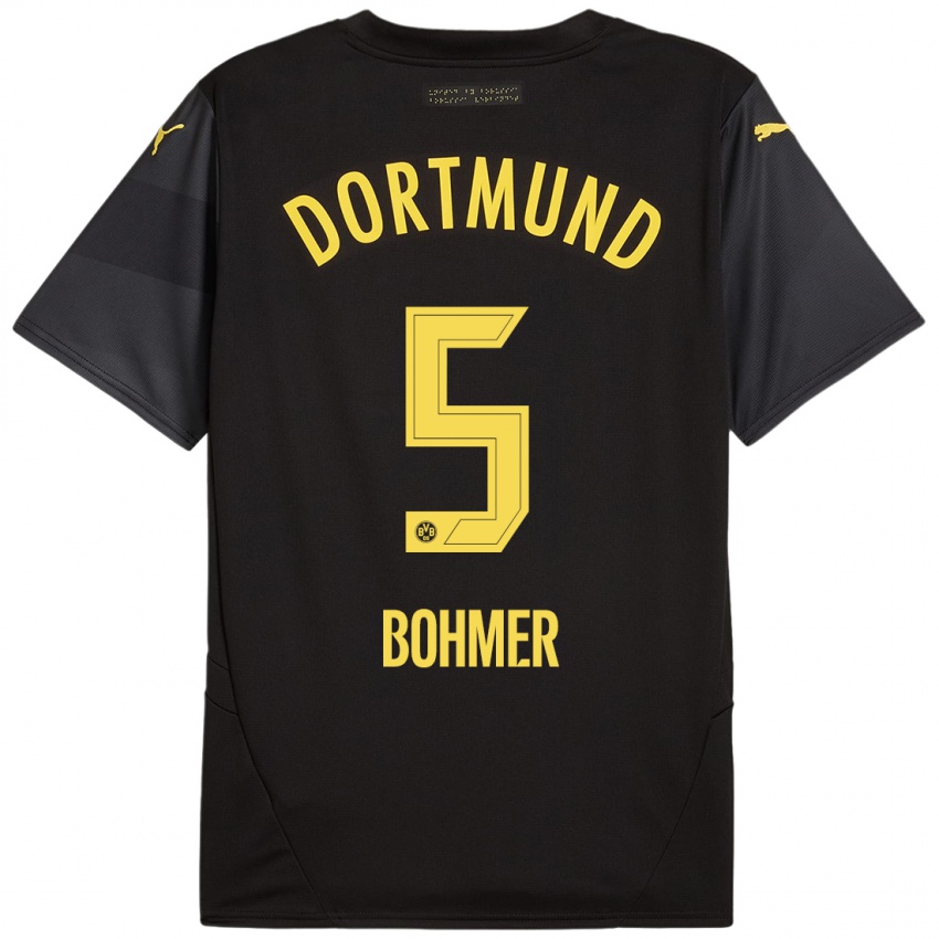 Hombre Camiseta Tim Bohmer #5 Negro Amarillo 2ª Equipación 2024/25 La Camisa Chile