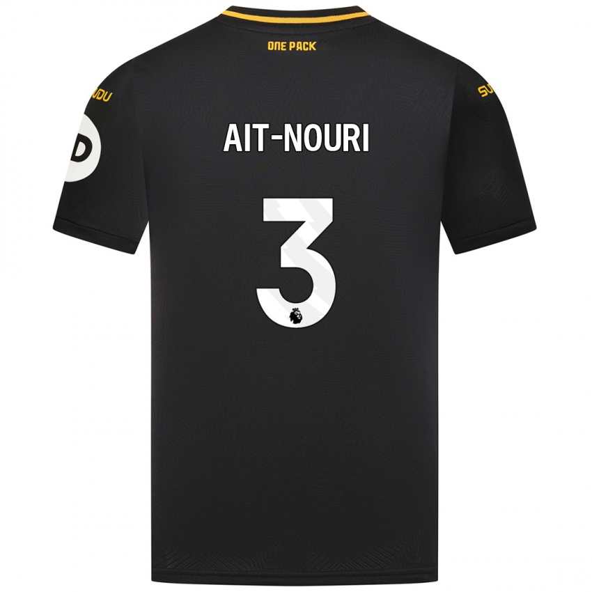 Hombre Camiseta Rayan Ait Nouri #3 Negro 2ª Equipación 2024/25 La Camisa Chile