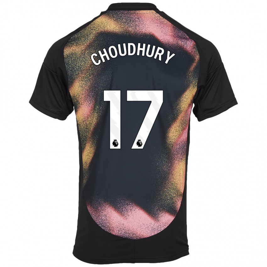 Hombre Camiseta Hamza Choudhury #17 Negro Blanco 2ª Equipación 2024/25 La Camisa Chile