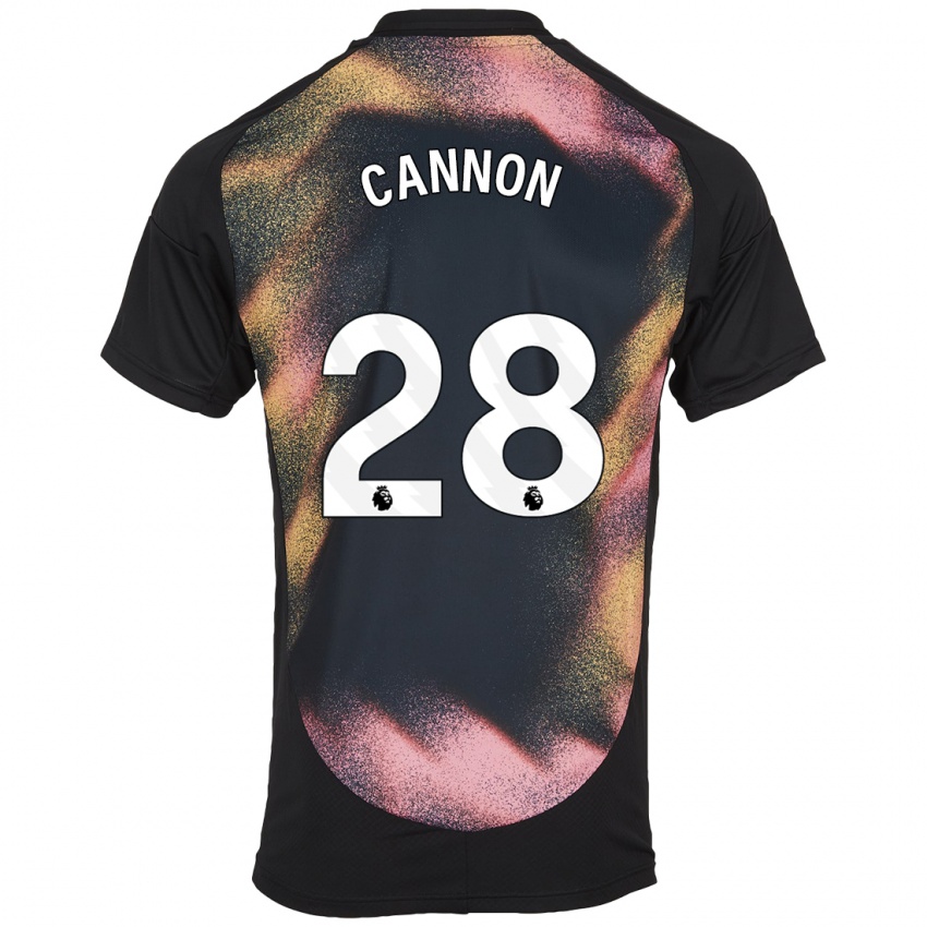 Hombre Camiseta Thomas Cannon #28 Negro Blanco 2ª Equipación 2024/25 La Camisa Chile