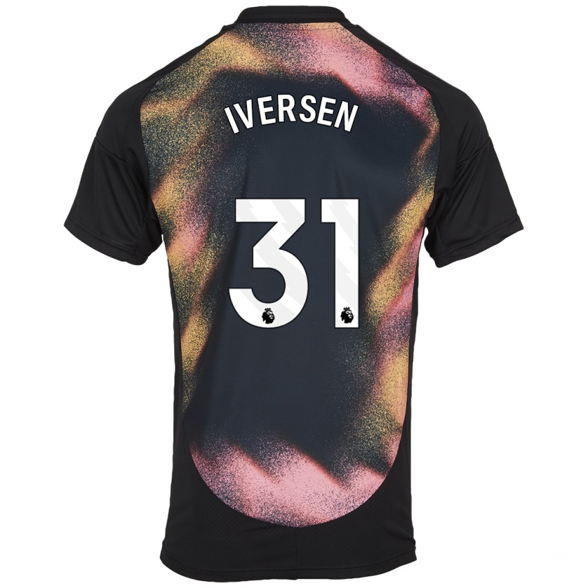 Hombre Camiseta Daniel Iversen #31 Negro Blanco 2ª Equipación 2024/25 La Camisa Chile