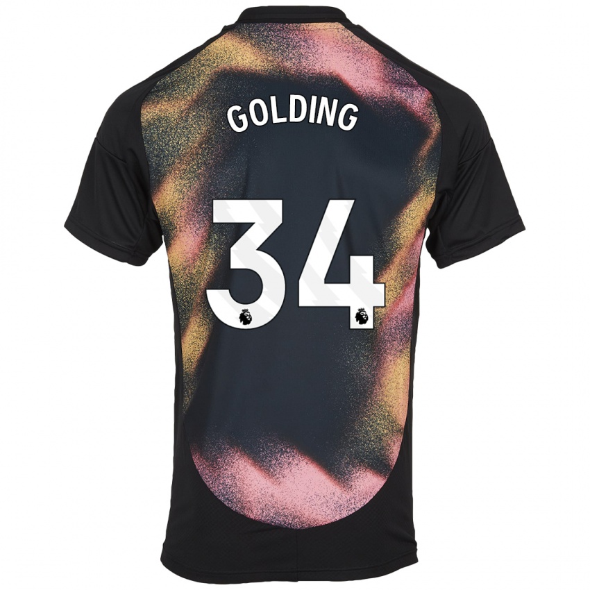 Hombre Camiseta Michael Golding #34 Negro Blanco 2ª Equipación 2024/25 La Camisa Chile