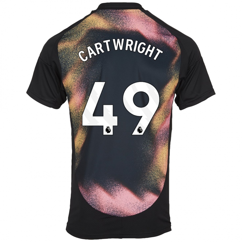 Hombre Camiseta Henry Cartwright #49 Negro Blanco 2ª Equipación 2024/25 La Camisa Chile