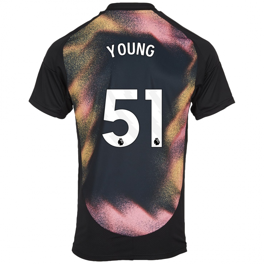 Hombre Camiseta Brad Young #51 Negro Blanco 2ª Equipación 2024/25 La Camisa Chile