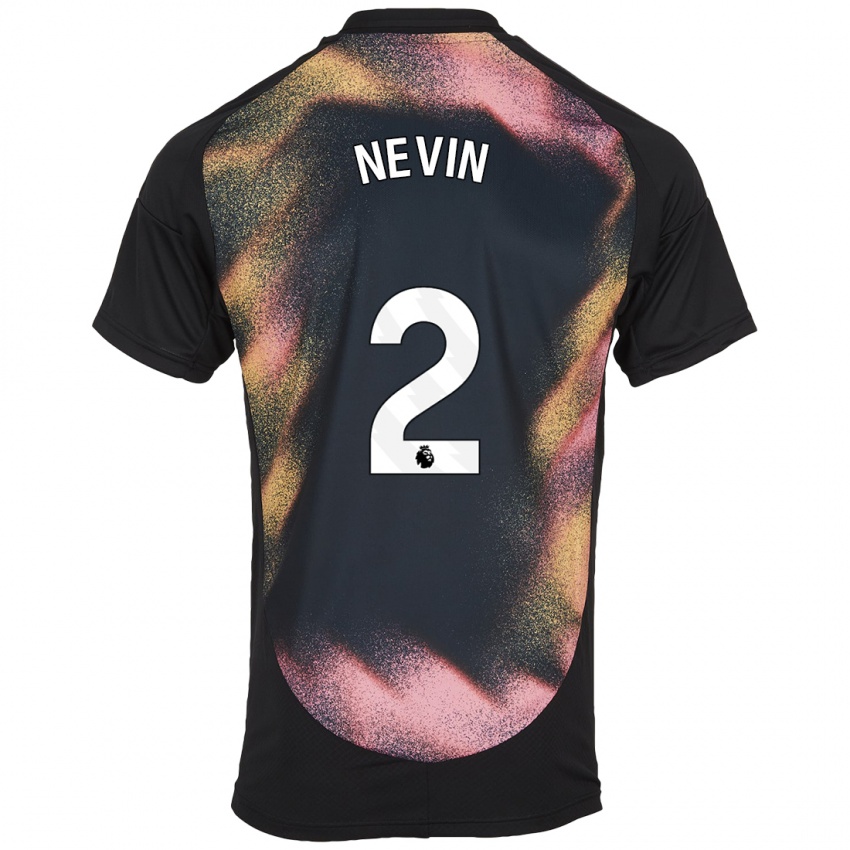 Hombre Camiseta Courtney Nevin #2 Negro Blanco 2ª Equipación 2024/25 La Camisa Chile