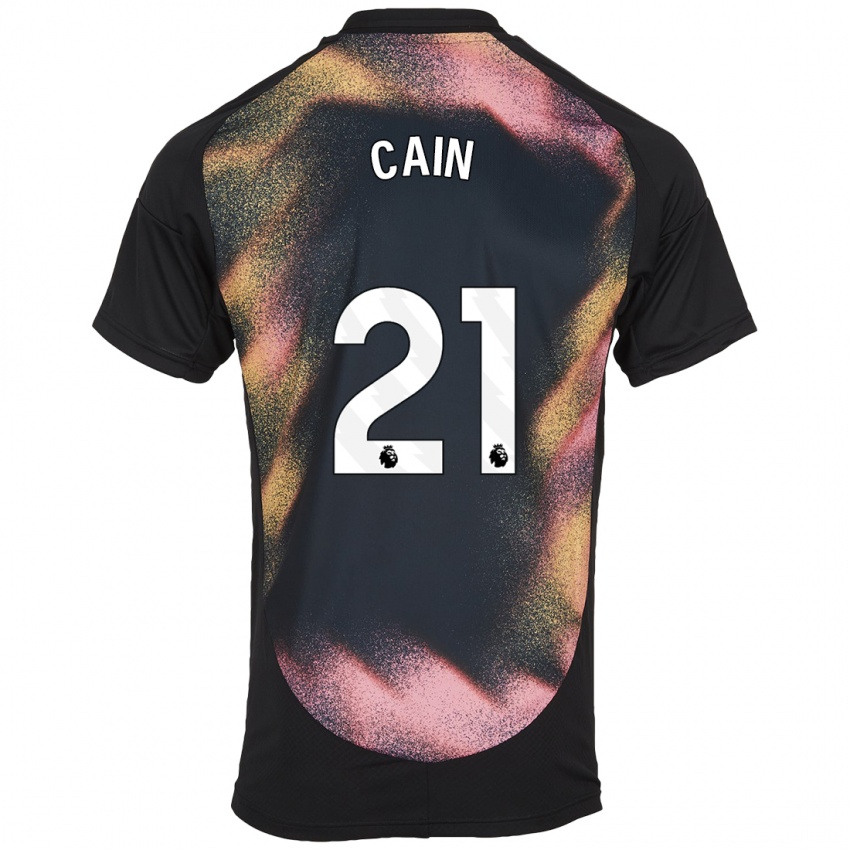 Hombre Camiseta Hannah Cain #21 Negro Blanco 2ª Equipación 2024/25 La Camisa Chile