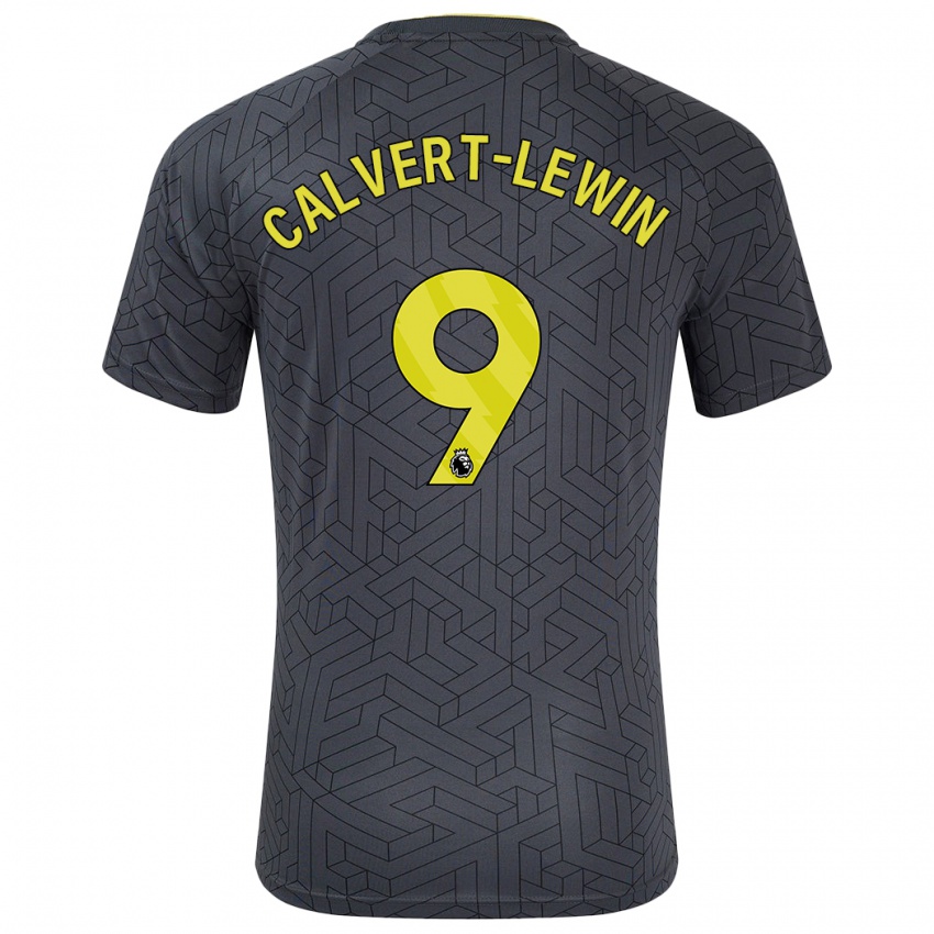 Hombre Camiseta Dominic Calvert-Lewin #9 Negro Amarillo 2ª Equipación 2024/25 La Camisa Chile