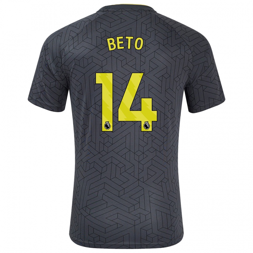 Hombre Camiseta Beto #14 Negro Amarillo 2ª Equipación 2024/25 La Camisa Chile