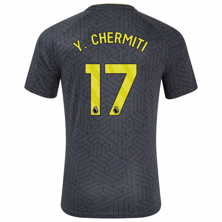 Hombre Camiseta Chermiti #17 Negro Amarillo 2ª Equipación 2024/25 La Camisa Chile