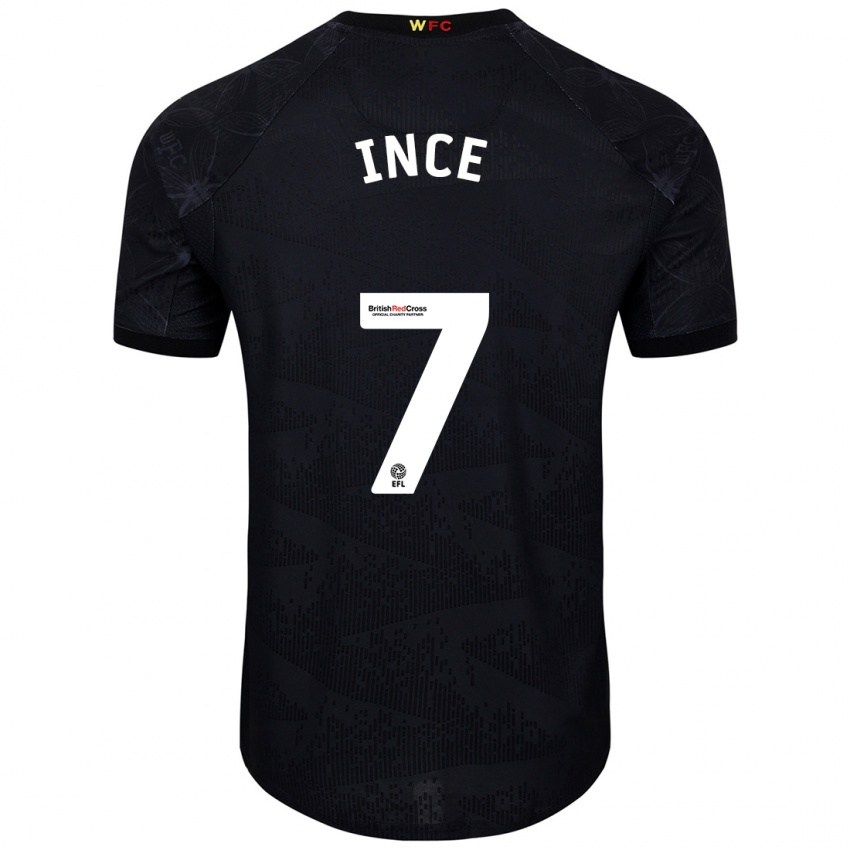 Hombre Camiseta Tom Ince #7 Negro Blanco 2ª Equipación 2024/25 La Camisa Chile