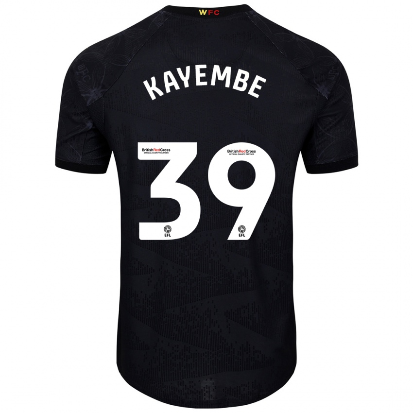 Hombre Camiseta Edo Kayembe #39 Negro Blanco 2ª Equipación 2024/25 La Camisa Chile