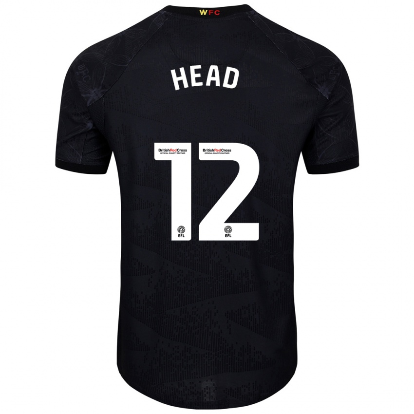 Hombre Camiseta Ellie Head #12 Negro Blanco 2ª Equipación 2024/25 La Camisa Chile