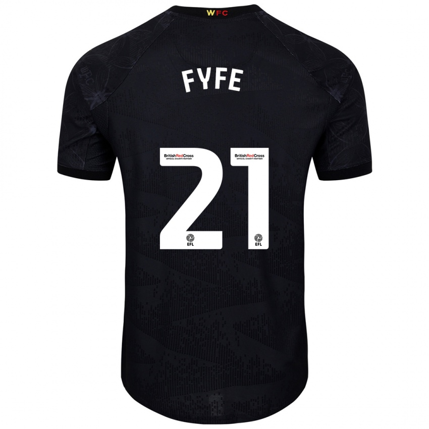 Hombre Camiseta Flo Fyfe #21 Negro Blanco 2ª Equipación 2024/25 La Camisa Chile