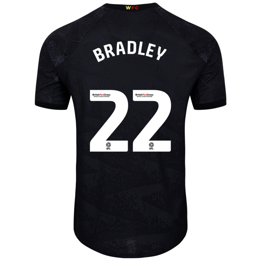 Hombre Camiseta Jade Bradley #22 Negro Blanco 2ª Equipación 2024/25 La Camisa Chile