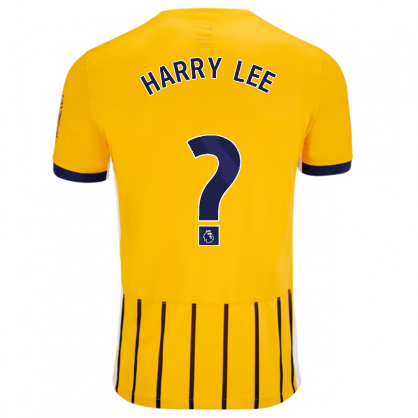 Hombre Camiseta Harry Lee #0 Dorado Azul Rayas 2ª Equipación 2024/25 La Camisa Chile