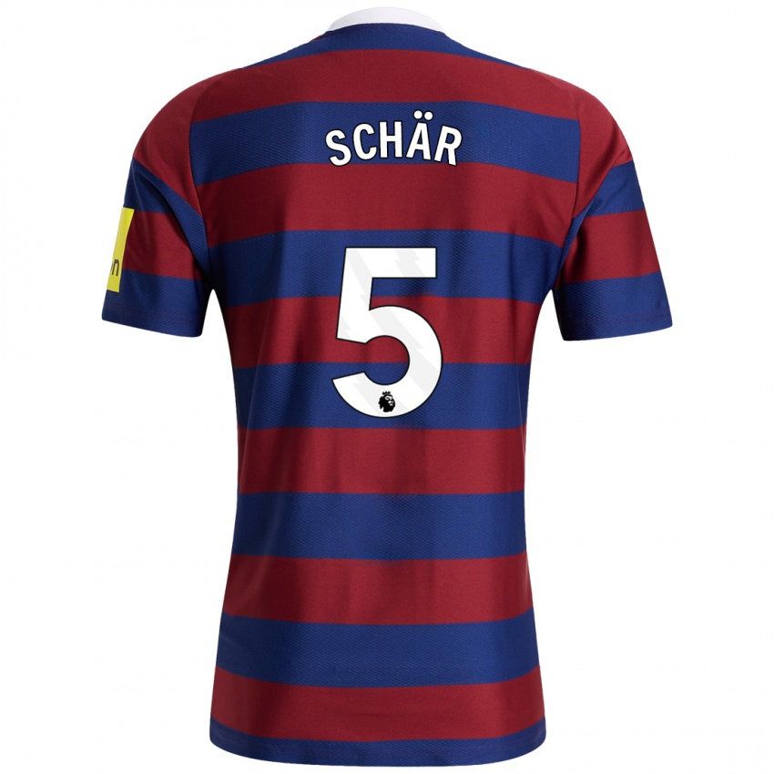 Hombre Camiseta Fabian Schär #5 Burdeos Azul Marino 2ª Equipación 2024/25 La Camisa Chile