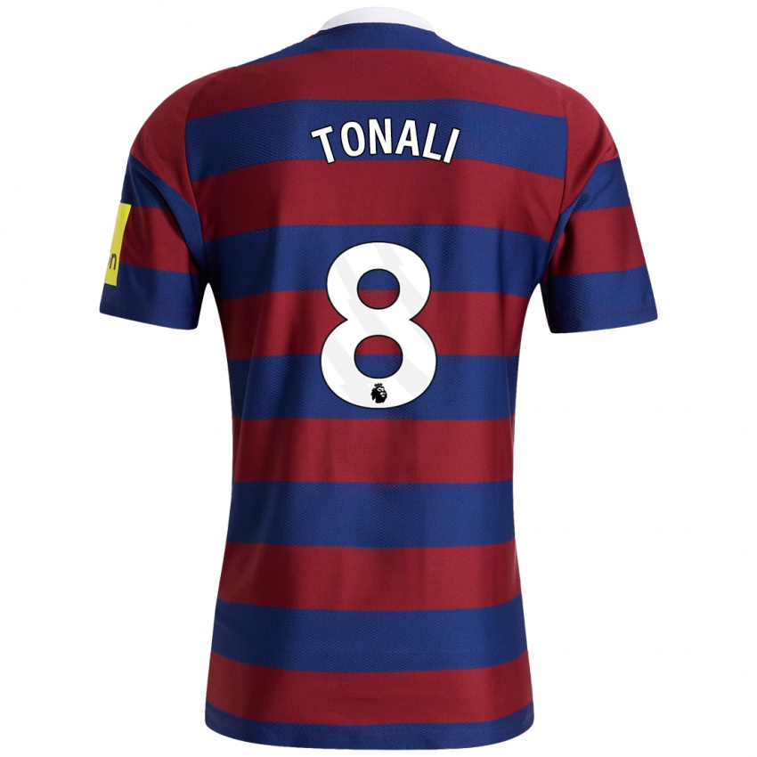 Hombre Camiseta Sandro Tonali #8 Burdeos Azul Marino 2ª Equipación 2024/25 La Camisa Chile