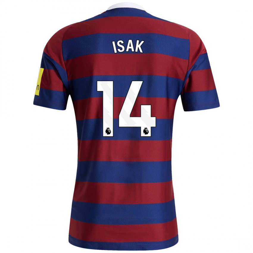 Hombre Camiseta Alexander Isak #14 Burdeos Azul Marino 2ª Equipación 2024/25 La Camisa Chile