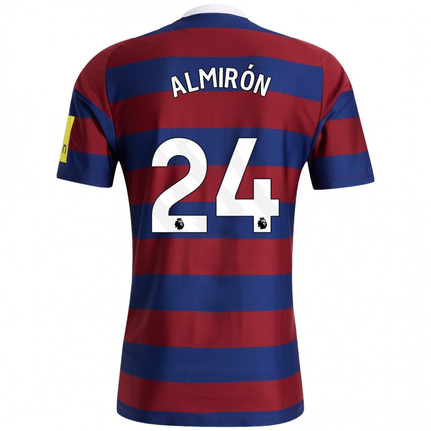 Hombre Camiseta Miguel Almiron #24 Burdeos Azul Marino 2ª Equipación 2024/25 La Camisa Chile