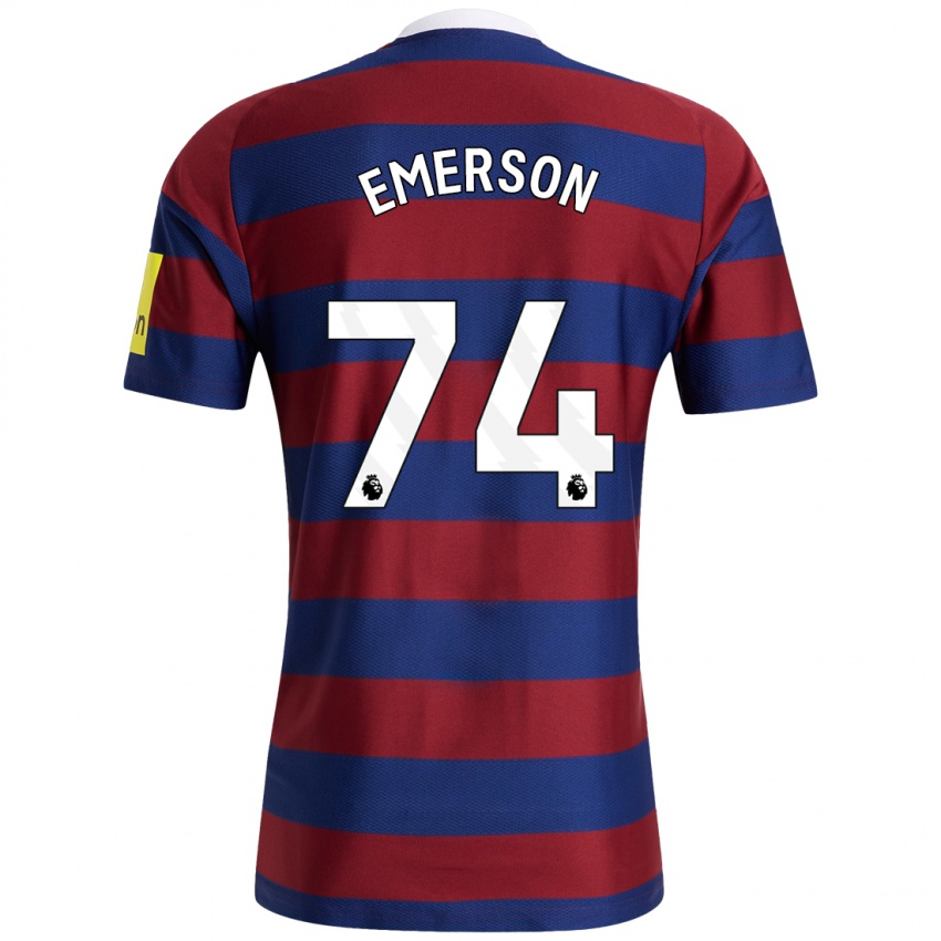 Hombre Camiseta Johnny Emerson #74 Burdeos Azul Marino 2ª Equipación 2024/25 La Camisa Chile